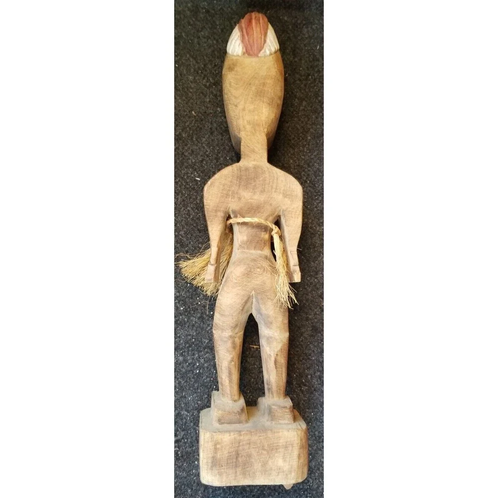 African Tribal Art Hand Carved 16.5” Teke Ritual Female Figure Republic Of Congo